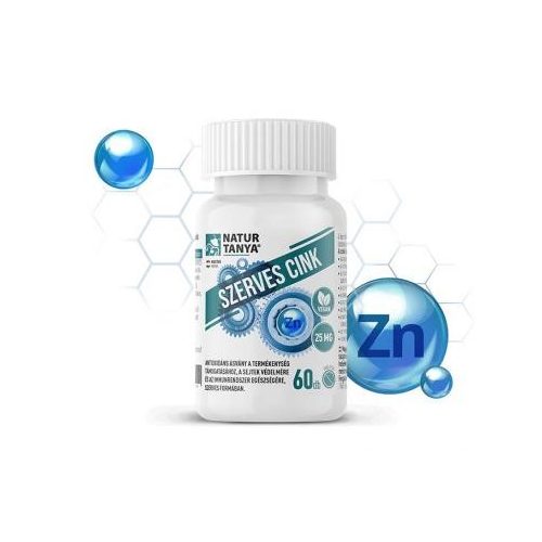 Natur Tanya® Szerves Cink – 25 mg-os vegán tabletta
